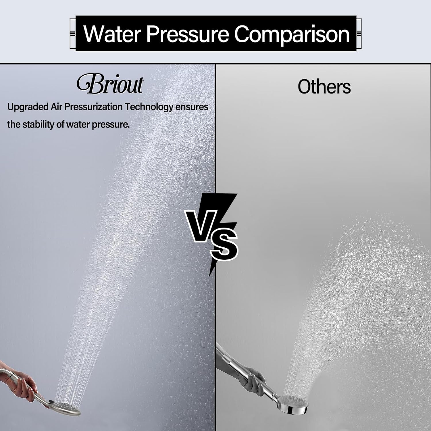High-Pressure Handheld Shower Head with 5 Settings, 59-Inch Stainless Steel Hose and Bracket, Brushed Nickel Finish