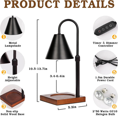 Modern Candle Warmer Lamp 2 Pack, Dimmable Candle Lamp Warmer with Timer, Birthday Gifts for Women Who Have Everything, Gifts for Mom, Adjustable Mens Candle Lamp, Cozy Living Room Bedroom Decor,Black