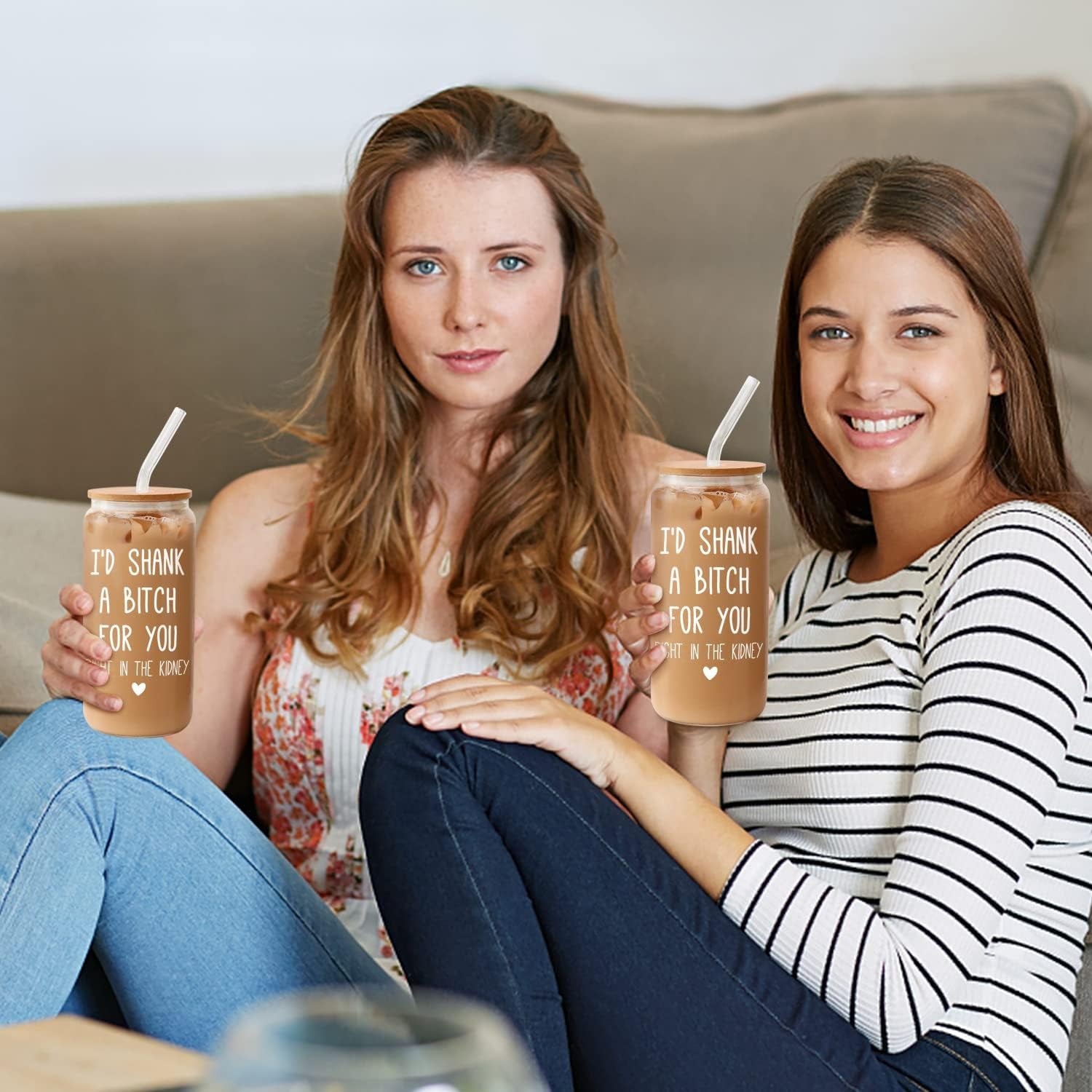 Birthday Gifts for Women Best Friends, Sisters Gifts from Sister, Friendship Gift for Women, Unique Birthday Gift for Friends Female Sister BFF, Bestie - 18 Oz Can Glass