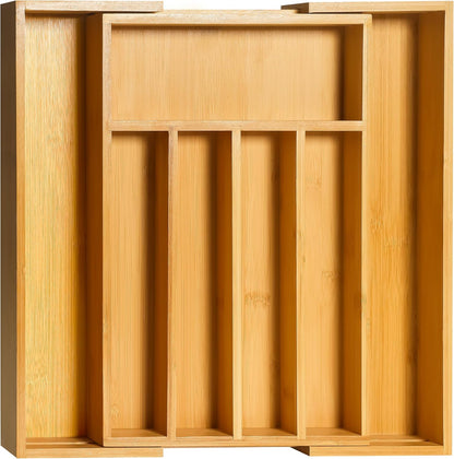 Expandable Bamboo Utensil Drawer Organizer, Silverware Organizer for Cutlery, Flatware Holder (5-7 Slots, Natural) - Pack of 1