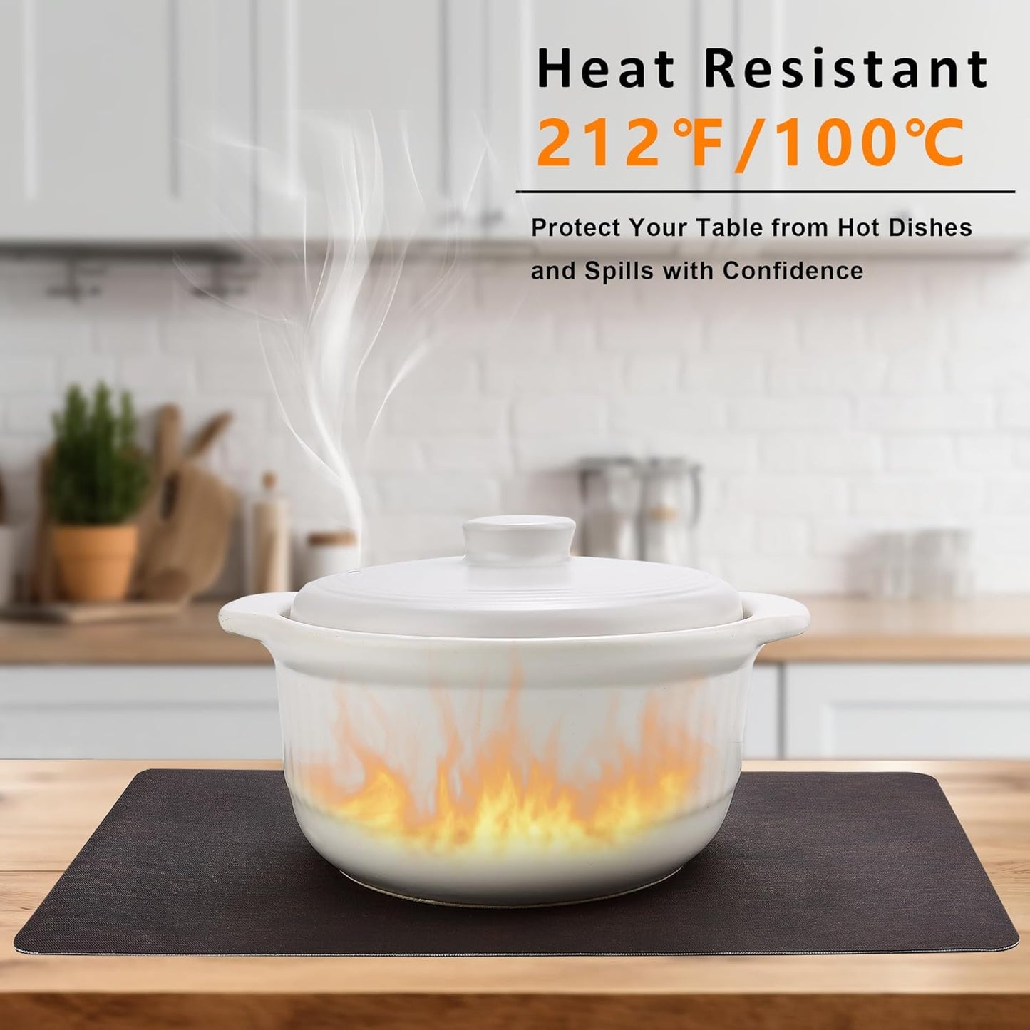 Faux Leather Placemats Set of 4 - Stain, Heat, and Spill Resistant, Non-Slip Design for Enhanced Dining and Kitchen Decor, 18 x 12 Inches (Dark Brown)