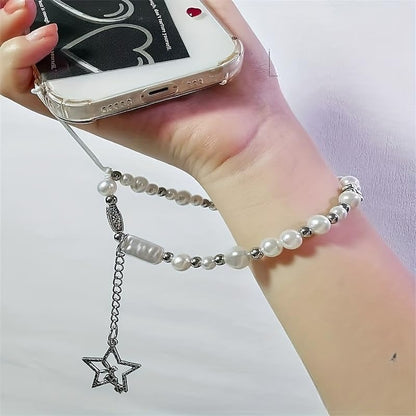 Beaded Camera Wrist Strap Cute Pearl Digital Camera Charm Lanyard