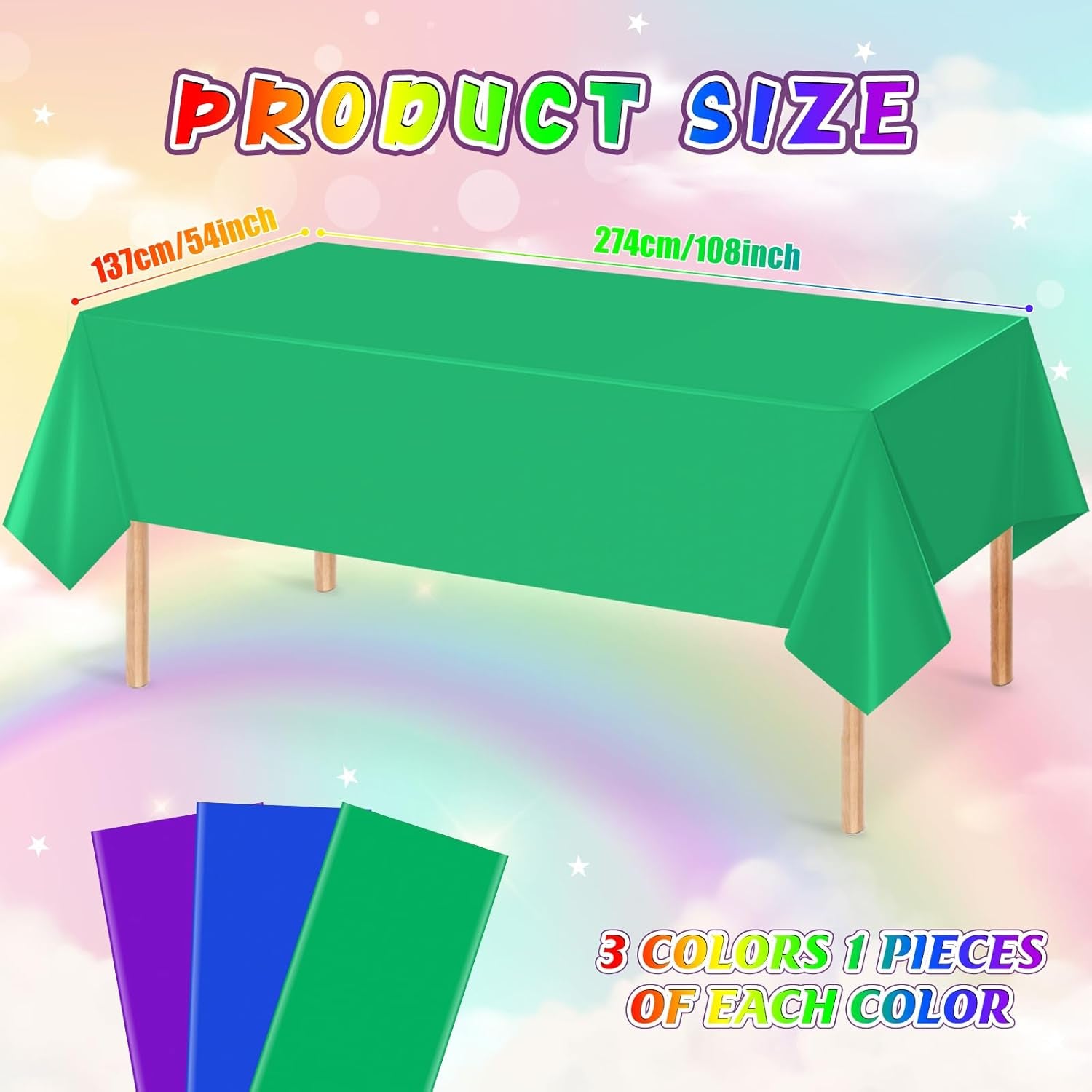 3Pcs Video Game Party Tablecloth,Plastic Table Cloth Disposable Green Blue Purple Table Cover for Video Games Theme Parties,Gaming Fans Birthday Party Decorations,54 X 108 Inch