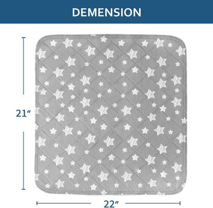 Waterproof Bed Pads Washable, Reusable Incontinence Pads for Kids, Adults, Elderly and Pets, Washable Underpads for Bed, Sofa, Floor, 22"X21" 4 Pack, Gray Star