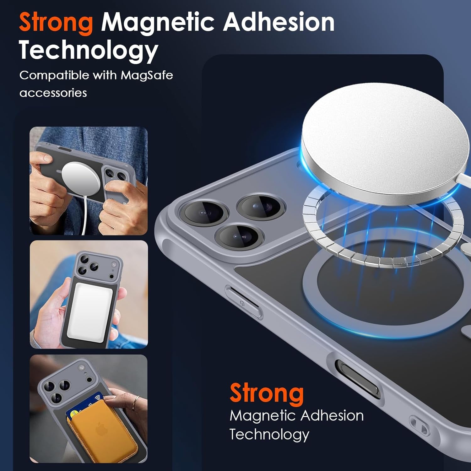 Magnetic Case for Iphone 17 Pro 6.3'' [Compatible with Magsafe] [15 FT Military Grade Protection] Magnetic Charger Case Bumper For, Frosted Translucent Back for Iphone17 Pro- Gray