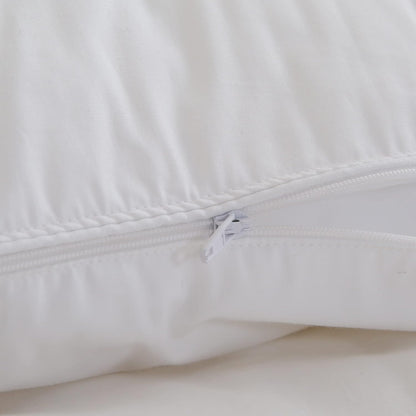 Standard/Queen Pillowcase with Zipper Closure - 100% Egyptian Cotton, Extra Soft Cover with Polyester Filling, Ideal for Goose Feather Pillows