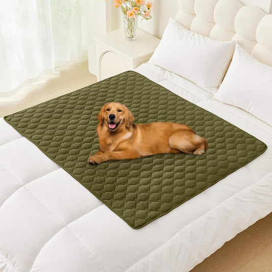 Waterproof Dog Bed Cover Blanket, Soft Reversible Pet Blanket, Washable Leakproof Cats Dogs Couch Cover for Sofa, Couch, Furniture (40X50 Inch, Green/Navy)