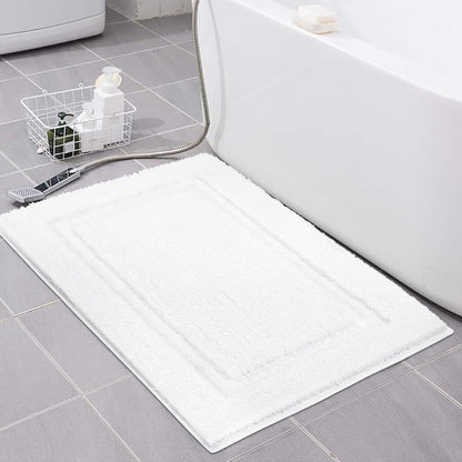 Super Soft Small Bathroom Rugs 16X24 Inch Non Slip Washable Bath Rugs Microfiber Bath Mats for Bathroom Floor Tub Shower Vanity Sink Decor Accessories, White 1'4" X 2'