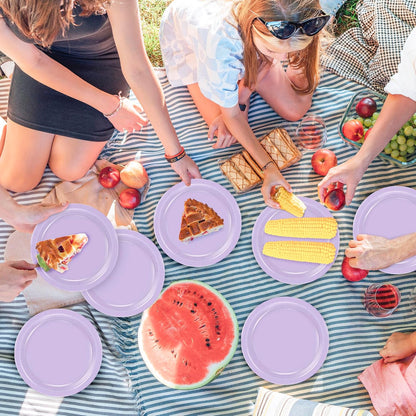 50 PCS Paper Plates, 7 Inches round Lavender Small Paper Plates, Disposable Plates for Party, Disposable Paper Plate Set, Strong and Sturdy Party Favors for Bridal Great Party Graduations Picnic