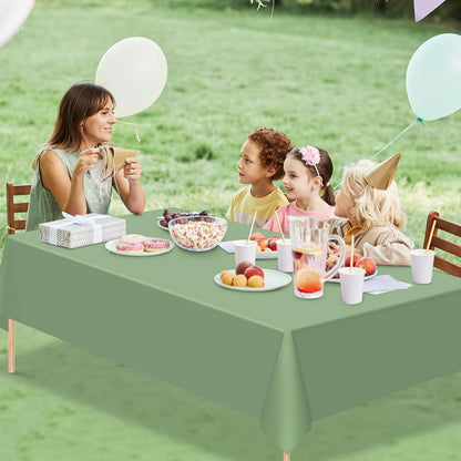 1 Pack Sage Green Plastic Tablecloths for Rectangle Tables, Light Green Disposable Tablecloth, Waterproof Sage Green Table Cover for Birthday Bridal Wedding Baby Shower Party Decorations, 54 X 108Inch