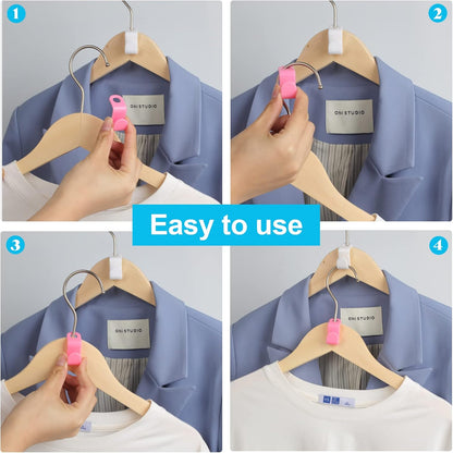 100 PCS Hanger Connector Hooks, Space Saving Hooks and Clips for Plastic Hangers (5 Color)