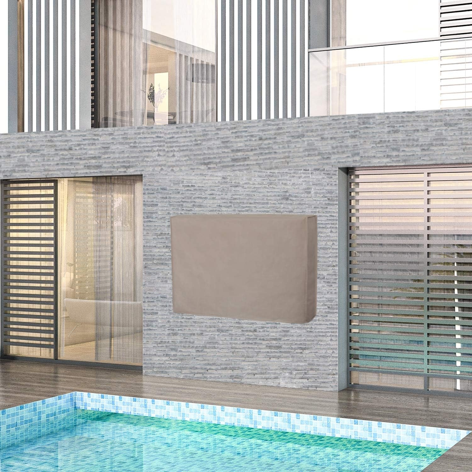 Outdoor TV Cover for 30 to 32 Inches LCD, LED, Waterproof, Weatherproof and Dust-Proof TV Screen Protectors with Cleaning Cloth (32 Inch,Camel)