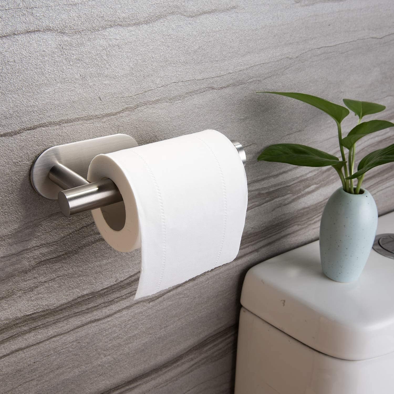 Self-Adhesive Toilet Paper Holder - No-Drill Stainless Steel Brushed Bathroom Accessory