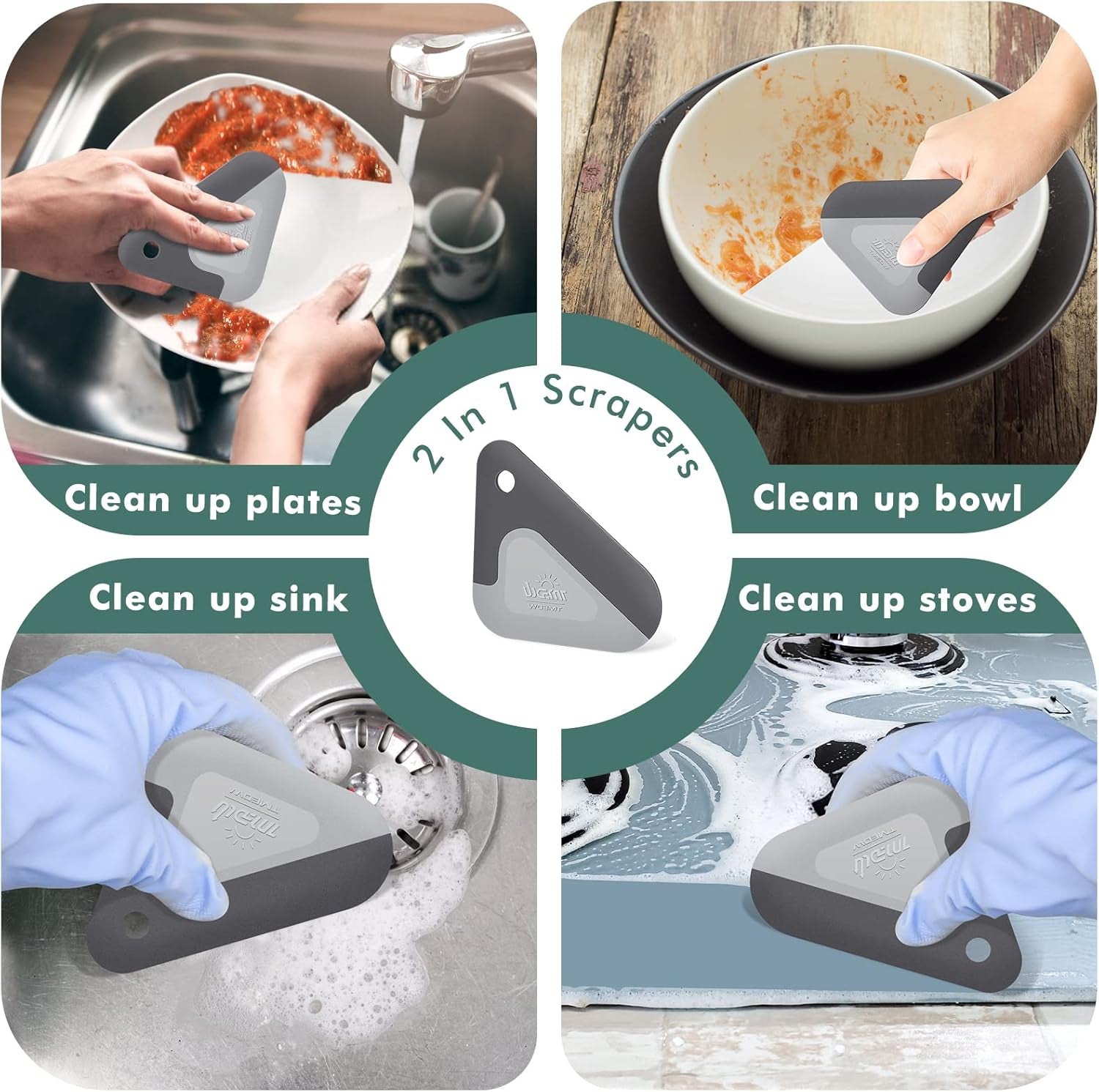 Pan and Pot Scraper, Nylon and Soft Silicone 2 in 1 Kitchen Dish Scraper