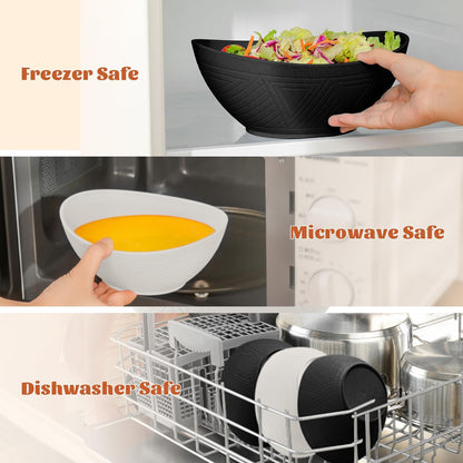Wheat Straw Mixing Bowls Set - 6 Piece, Three Sizes (60 OZ, 26 OZ, 10 OZ), Microwave and Dishwasher Safe, Ideal for Salad, Snacks, and Cereal (Panda Color)