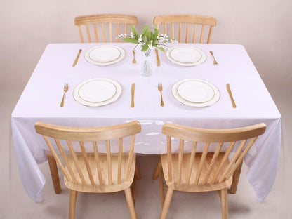 Clear Plastic Table Cover Protector 54 X 54 Inch Square Transparent Sheet Tablecovers 100% Waterproof Oil Spill Proof Clear Vinyl PVC Table Cloths Wipeabletablecloth Table Protector for Dining