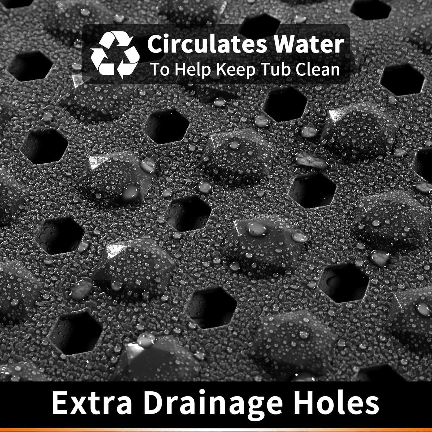 Bath Mat Set Non Slip, Machine Washable Water Absorbent, Ultra Soft Plush Microfiber, Drain Holes Suction Cups, Bathroom Essentials for Tub Shower Floor