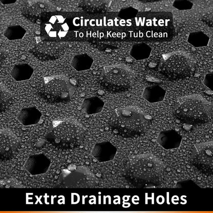 Bath Mat Set Non Slip, Machine Washable Water Absorbent, Ultra Soft Plush Microfiber, Drain Holes Suction Cups, Bathroom Essentials for Tub Shower Floor