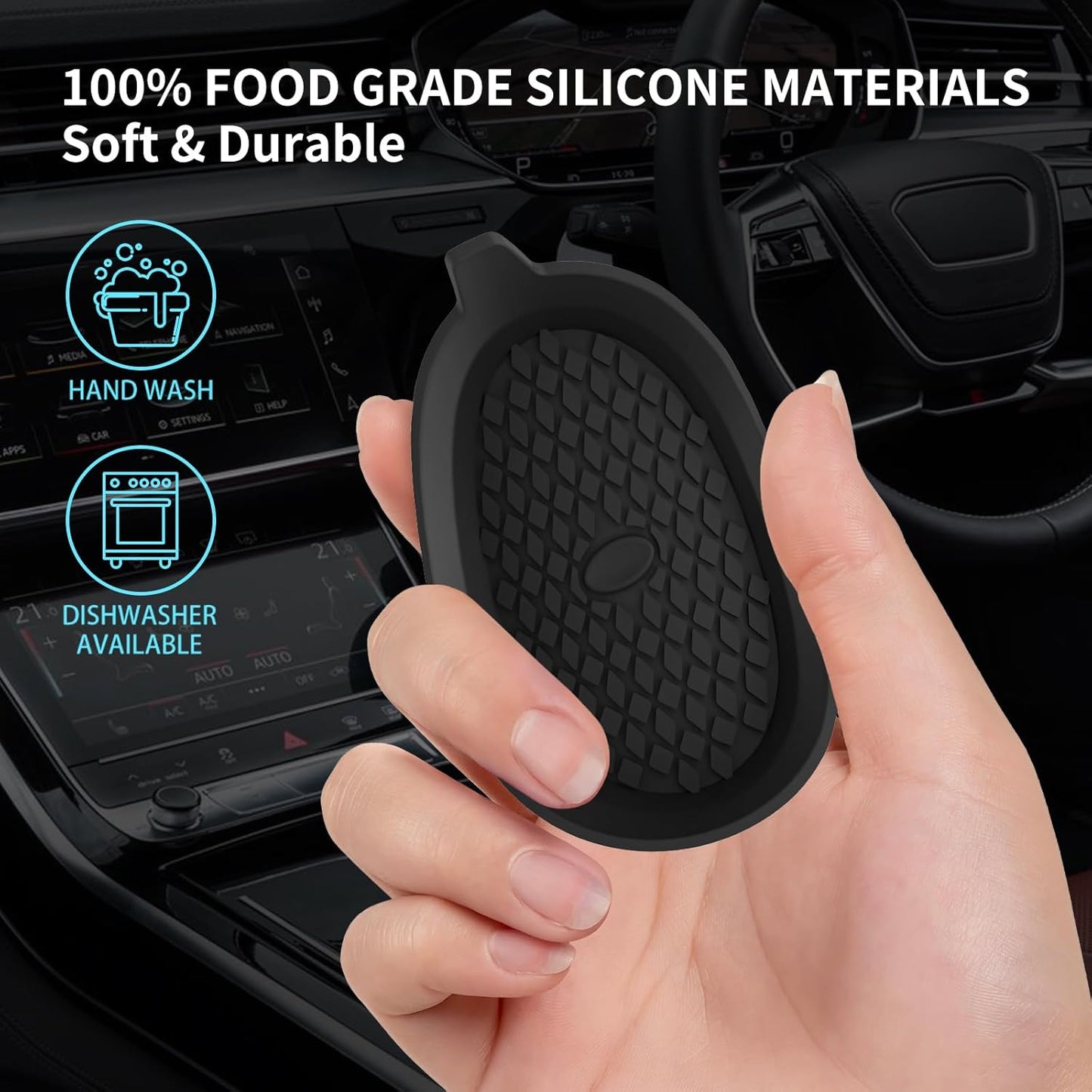 Car Cup Holder Coasters [4 Pack] Silicone Cups Mats, Automotive Universal Non-Slip Recessed Interior Accessories Black