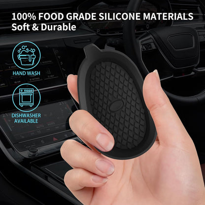 Car Cup Holder Coasters [4 Pack] Silicone Cups Mats, Automotive Universal Non-Slip Recessed Interior Accessories Black