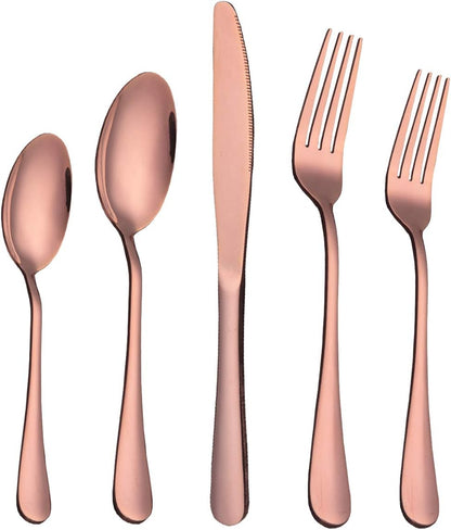 40-Piece Rose Gold Plated Stainless Steel Flatware Set, Service for 8