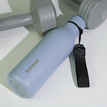 Insulated Water Bottles, 18 Oz Stainless Steel Metal Water Bottle with Strap, BPA Free Leak Proof Thermo, Mugs, Flasks, Reusable Thermo for Sports & Travel, Mist Grey