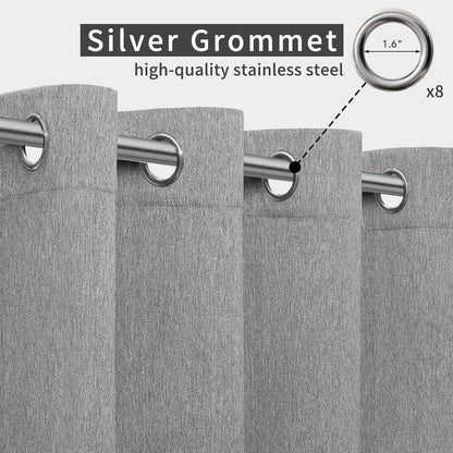 Linen Look Outdoor Curtains Waterproof Windproof Porch Curtains, Soft Thicken Outdoor Privacy Curtains for Patio, Gazebo, Grommet Top and Tab Bottom Drape, 1 Panel, 54X84 Inch, Grey