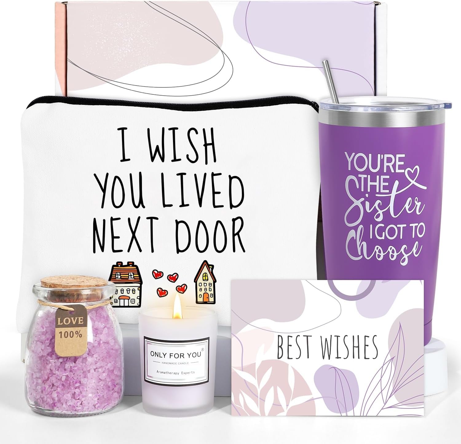 Best Friend Birthday Gifts for Women - Unique Spa Basket Friendship Gifts for Women, Sister, Bestie, BFF (Purple)