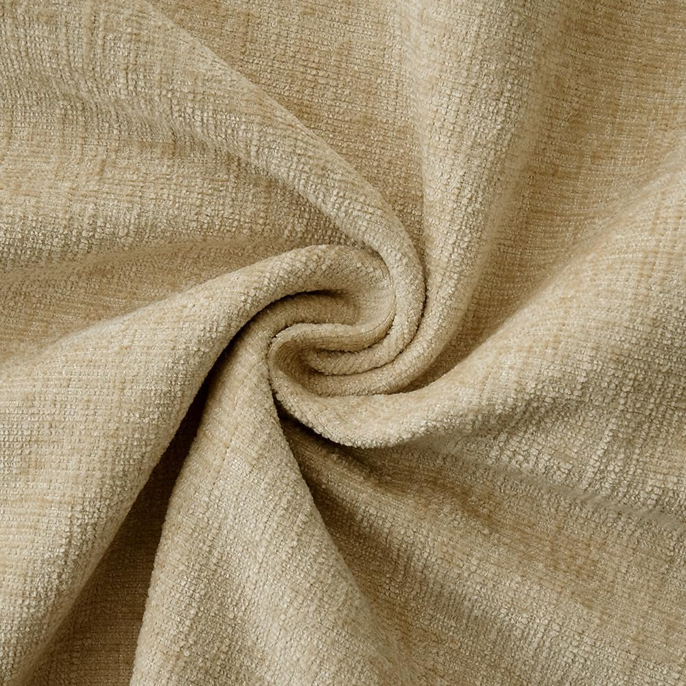 Pack of 2 Couch Throw Pillow Covers 18X18 Inch Beige Farmhouse Decorative Pillow Covers with Stitched Edge Soft Chenille Solid Dyed Spring Pillow Covers for Sofa Bed Living Room