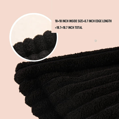 Corduroy Black Throw Pillow Covers Set of 2 Striped Boho Decorative with Edge Design,Super Soft Throw Pillow Cushion Covers for Couch Sofa Living Room Solid Square 18×18Inch/45Cm×45Cm