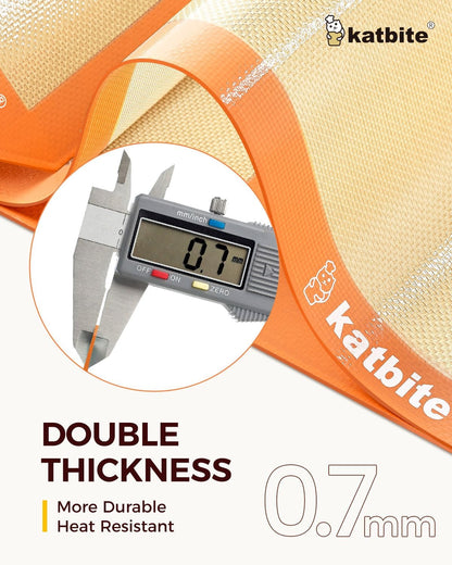 Silicone Baking Mat Colorful Collection - Set of 3: 2 Half Sheets Mats (11 5/8" X 16 1/2") + 1 Quarter Baking Sheet, Reusable & Nonstick Bakeware Mats for Cookies, Macarons, Bread (Orange)