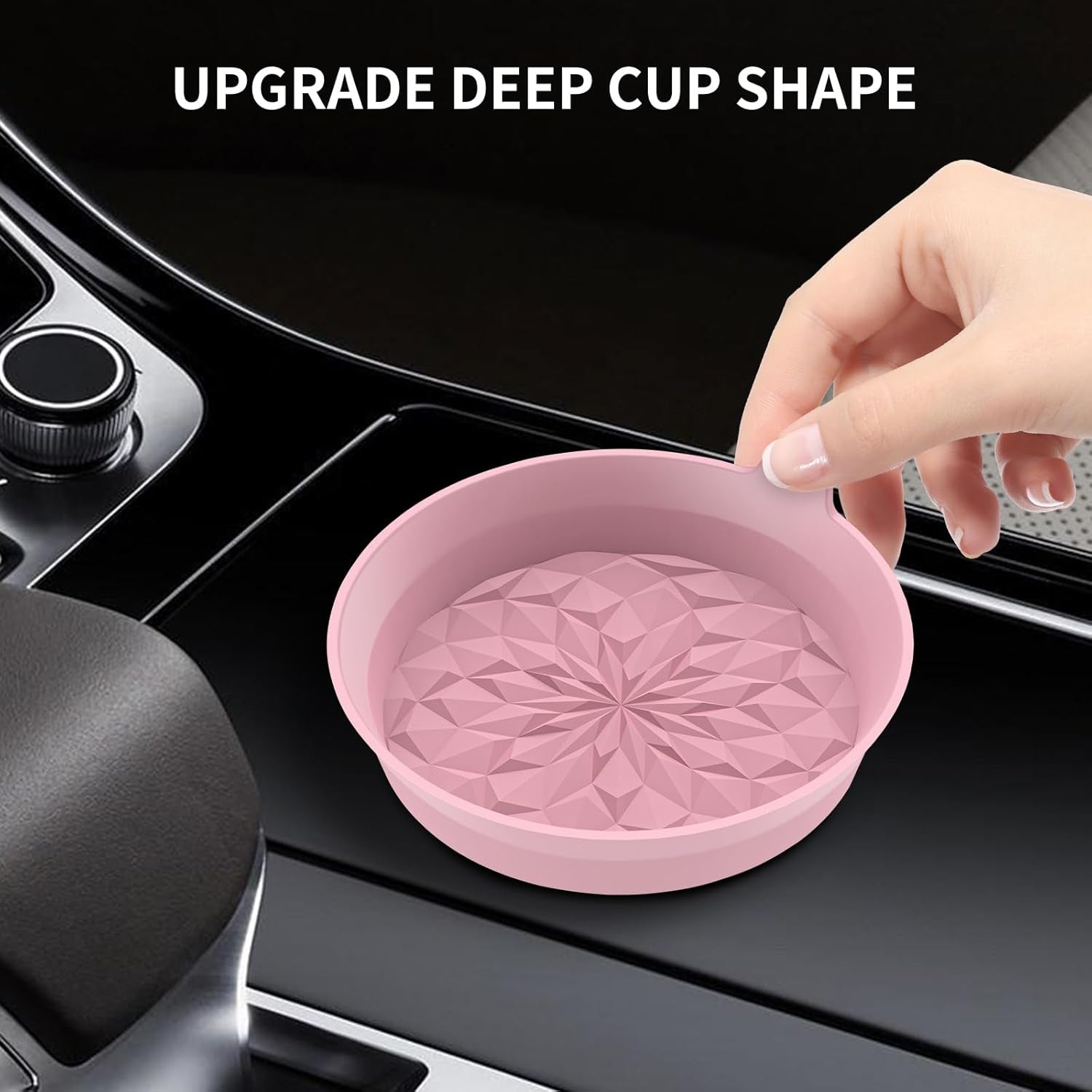 Car Cup Coasters [4 Pack] Silicone Cars Coasters - Universal Non-Slip Recessed Interior Accessories - Cup Holder Inserts Dusty Rose