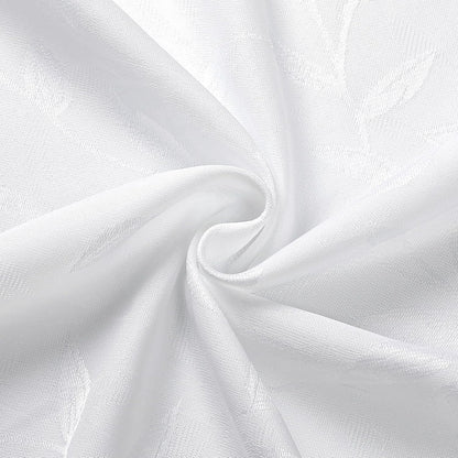 Mila White Kitchen Tier Curtains, 36 Inch Length, Semi Sheer Leaf Jacquard Textured Small Cafe Curtains, Light Filtering, Each 30Wx36L, 2PCS