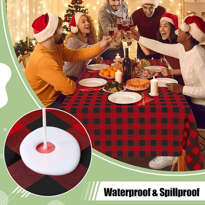 4 Packs Buffalo Disposable Table Cloth, 54 X 108 Inch Waterproof Plastic Tablecloth, Rectangle Black and Red Checkered Table Covers for Picnic, Birthday, Party