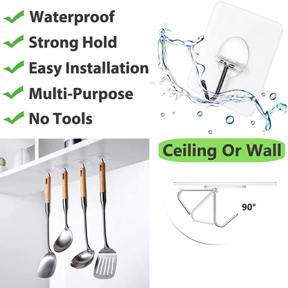 Adhesive Hooks for Hanging Heavy Duty Wall Hooks Self Adhesive Towel Coat Hooks Waterproof Transparent Hook for Bathroom Shower Kitchen Keys Door Outdoor Home Improvement Utility Hook 12 Pack