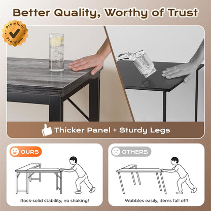 63-Inch L-Shaped Desk with Integrated Power Outlets and USB-C Port, Reversible Design, Spacious Corner Gaming and Office Desk, 0.95-Inch Thick Desktop, Sturdy Metal Frame, Ideal for Home Office and Study, Grey