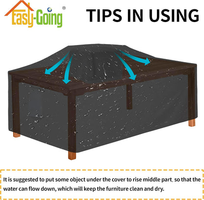 600D Heavy Duty Rectangular Table Cover UV Resistant and Waterproof Outdoor Lawn Patio Furniture Cover (72" Lx44 Wx23 H, Black)