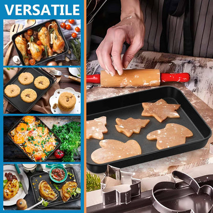9 Inch Baking Cookie Sheet Pan, Carbon Steel Oven Tray, Non Stick Bakeware for Cooking Baking Bread Meat Vegetables, Sturdy & Healthy, Easy Clean, 1Pc