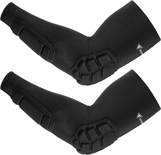 Padded Arm Sleeves 2 Pack, Elbow Forearm Crashproof Pads for Football Basketball Volleyball Soccer