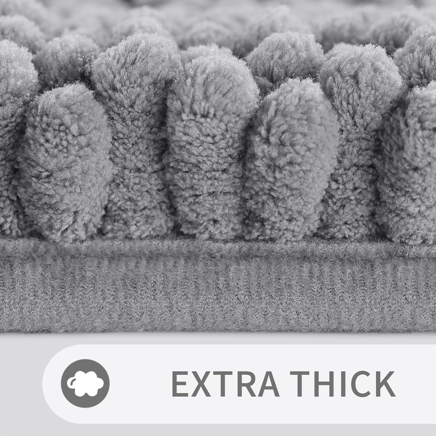 Bathroom Rugs Sets 2 Piece, Soft Absorbent Chenille Bath Mat and U-Shaped Toilet Rug, Non Slip Machine Washable Quick Dry, Plush Shower Rugs for Bathroom Floor, 24"X17"+24"X20", Gray
