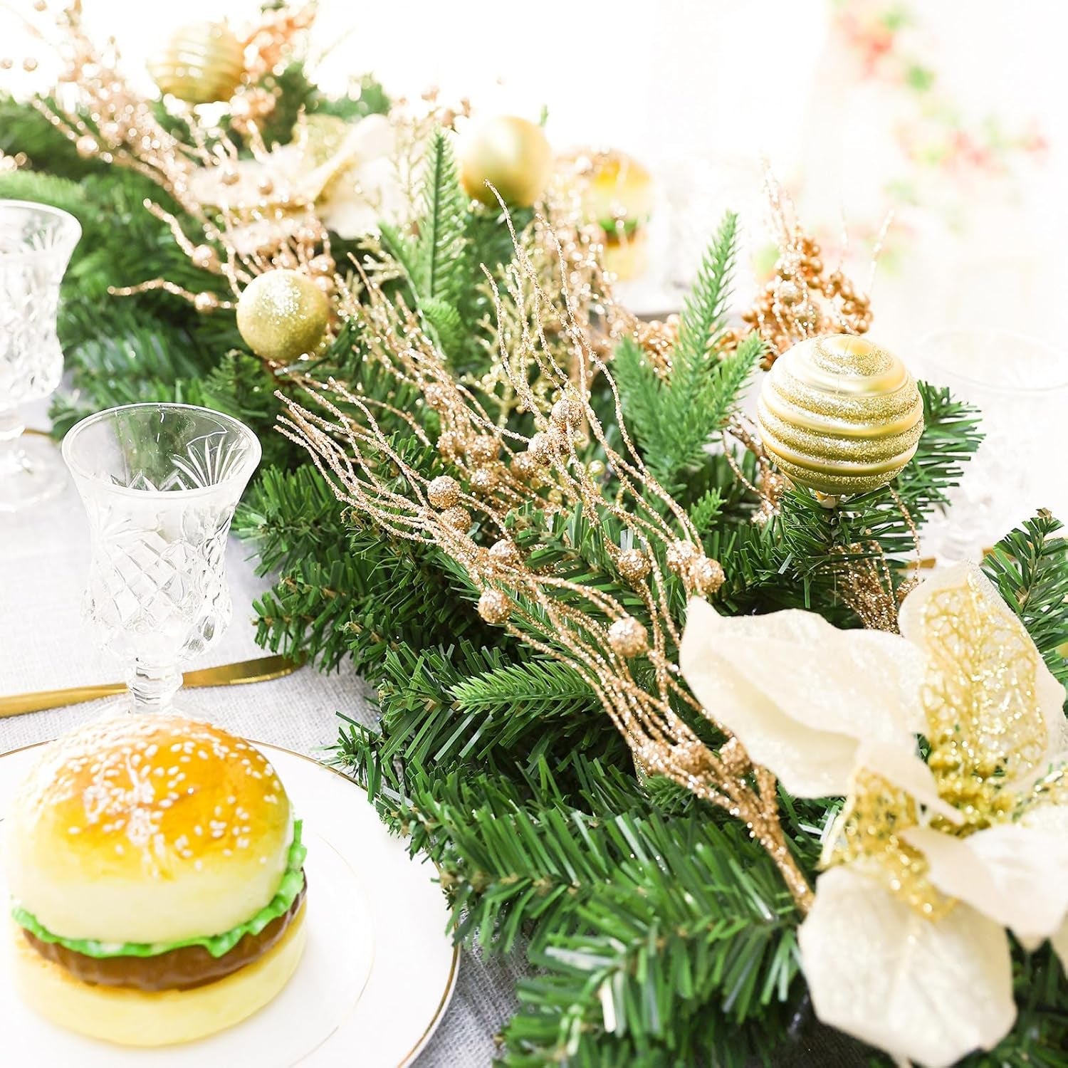 24 Pack Christmas Tree Picks and Sprays, Christmas Tree Filler Decorations, Christmas Glitter Berry Stem Ornaments, Glittery Twigs, Picks, Branches for Christmas Tree