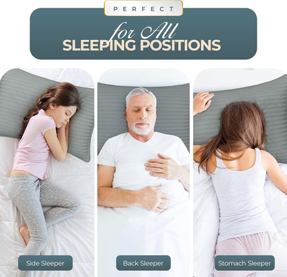 Bed Pillows for Sleeping Queen Size (Light Grey), Set of 2, Cooling Hotel Quality, for Back, Stomach or Side Sleepers