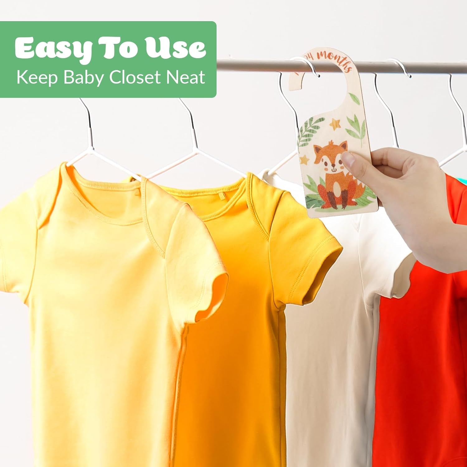 8Pcs Baby Closet Dividers Double Sided Wooden Baby Closet Organizers from Newborn to 24 Months Baby Clothes Hanger Dividers for Baby Girls Boys Nursery Decor