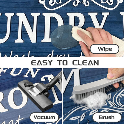 Laundry Room Rug Runner 20"X48" Non Slip Waterproof Laundry Mats for Laundry Room Decor Washable Floor Farmhouse Laundry Rug for Mudroom, Washroom, Bathroom, Navy Blue