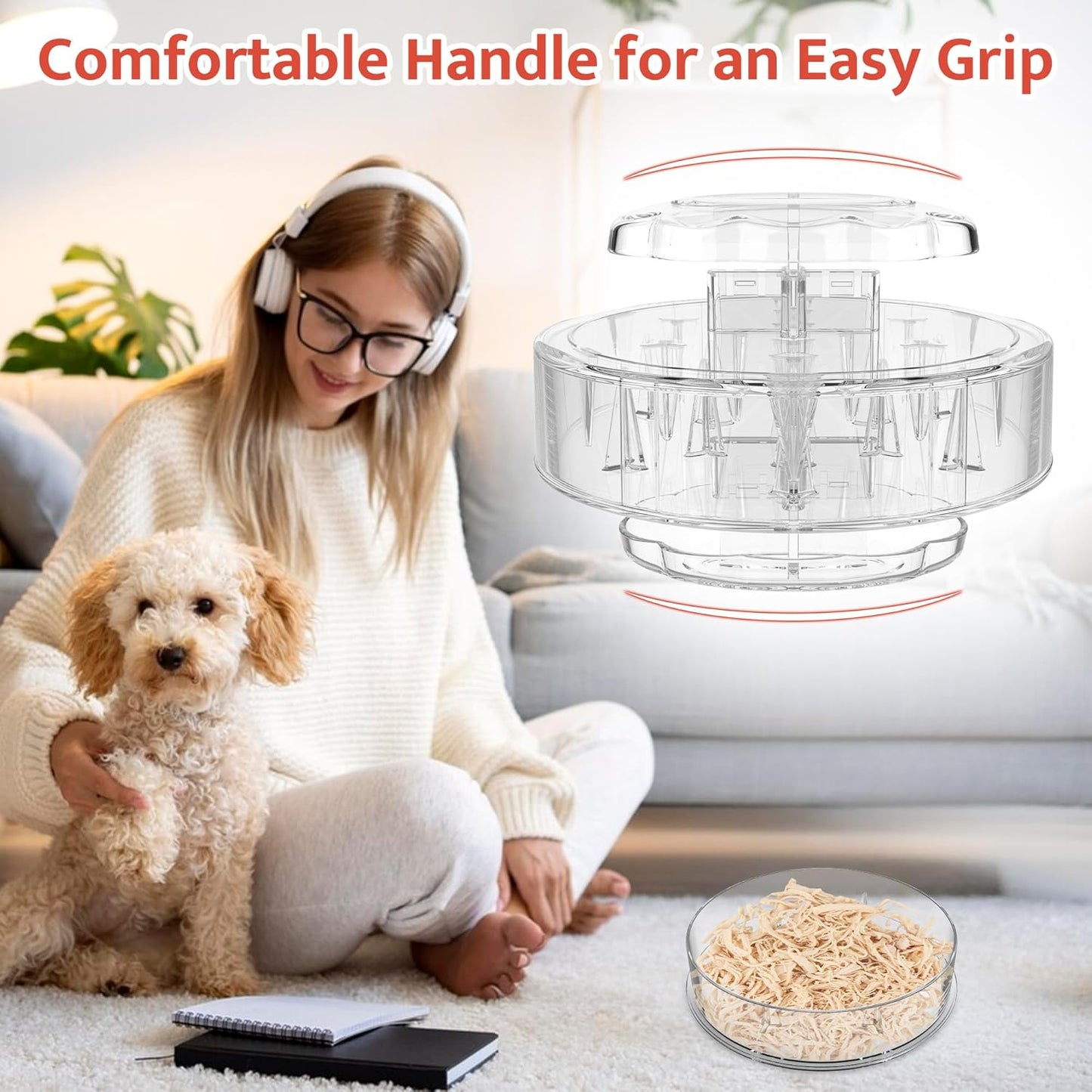 Chicken Shredder Tool Twist, 7.59” Clear Handheld Meat Shredder with Detachable Ergonomic Handle, Small Visible Kitchen Tools for Shred Chicken Pork Beef(2025 New)