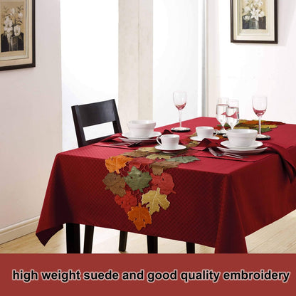 Fall Thanksgiving Table Runners, Fall Decorations for Home, 13Inch X 54Inch Embroidered Maple Leaves Table Runner for Harvest, Autumn Farmhouse Decorations for Home Settings, Machine Washable.