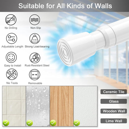 1Pcs Tension Curtain Rod Spring Tension Rod Short Curtian Rods No Drilling Expandable Spring Loaded Curtain Tension Rod Adjustable 26 to 39 Inch,Best Use Range 28 to 36 Inch，White