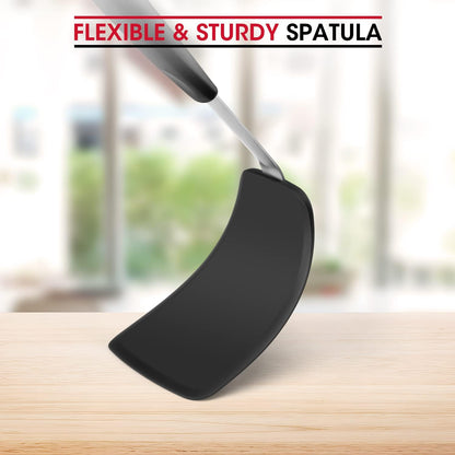 Flexible Silicone Spatula, 600°F Heat Resistant Silicone Turner for Nonstick Cookware, Essential Kitchen Cooking Utensil, Ideal for Flipping Eggs, Pancake, Burgers, Crepes and More, Medium