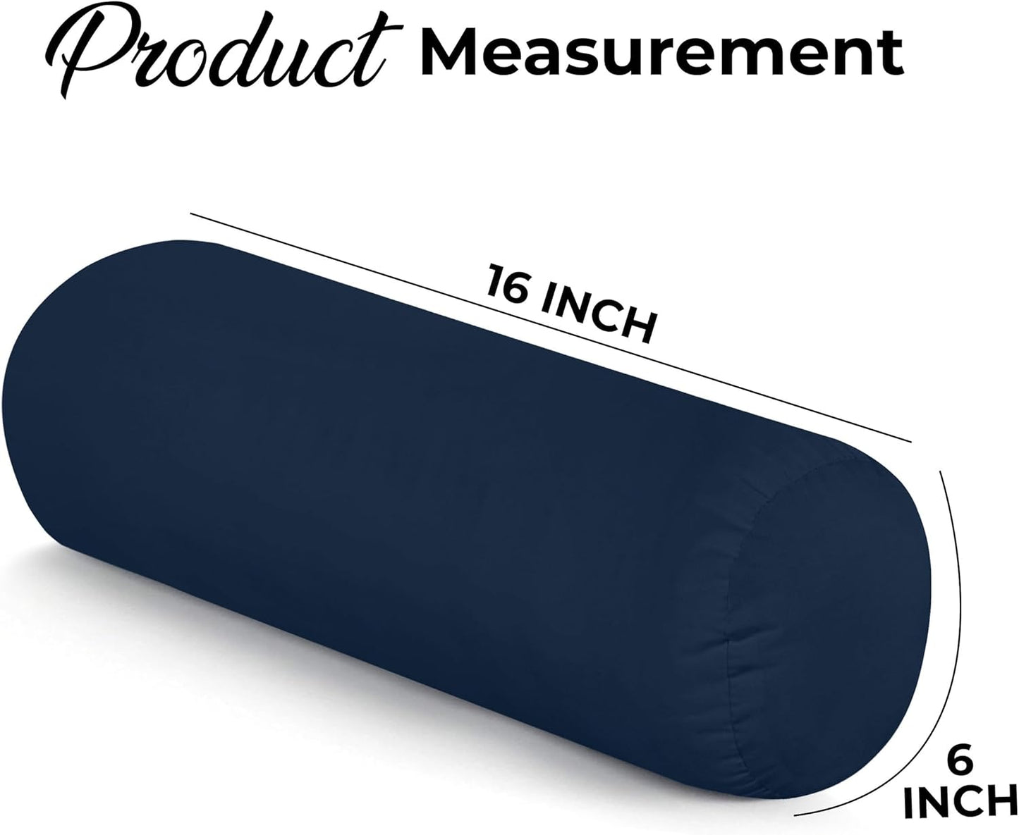Bolster Pillows Insert (Pack of 2, Navy) - 6 X 16 Inches Bed and Couch Pillows - Indoor Decorative Pillows