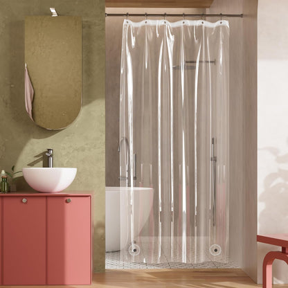 Shower Stall Curtain Liner, 36X72 Clear PEVA Lightweight Single Stall Narrow Shower Curtain for Bathroom with 2 Magnets and 6 Rustproof Grommet Holes